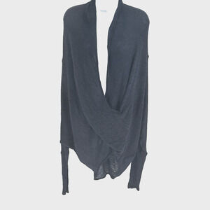 Urban Outfitters Sweater Small Navy Thin Knit Crossfront Long Raglan Sleeve
